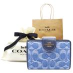 コーチ COACH 財布 新作 新品 デニム シグネチャー レザー 二つ折り財布 CDF12 IMTYV COACH ブランド サイフ【コーチ ショップ紙袋付き ギフト包装無料】