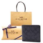 コーチ 財布 COACH メンズ 二つ折り財布 新作 新品 シグネチャー コインケース付き CY406 QBMI5 グレー/ブラック【コーチ箱 紙袋付き ギフト包装無料】