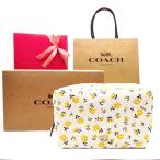 コーチCOACHポーチ 新作 新品 フローラルプリント 花柄 コスメティック化粧ポーチ 小物入れ ぺブルレザー CR516 B4V9P ブランド【コーチ紙袋付 ギフト包装無料】