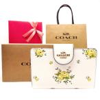 COACHコーチ財布 新作 新品 二つ折り財布 フローラルプリント 花柄 ぺブルレザー CAP-00 IMCAH ブランド サイフ【コーチ箱 ショップ袋付き ギフト包装無料 】
