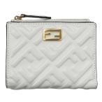 フェンディ FENDI 財布 レディース ブランド 二つ折り財布 バゲット ナッパレザー ホワイト 8M0447 FFエンボス ミニ財布 ウォレット