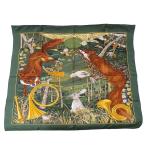 エルメス HERMES スカーフ レディース ブランド カレ90 CHASSE au BOIS 森の狩猟 シルク グリーン 大判 動物 森 おしゃれ