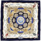  Hermes HERMES шарф Calle 90 RAILING судно. рука . женский бренд шелк темно-синий многоцветный море . море большой размер 