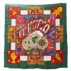 エルメス HERMES スカーフ レディース ブランド カレ90 LE TAROT タロットカード シルク グリーン マルチカラー 大判 おしゃれ 色鮮やか