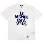 ショッピングヴィトン ルイ・ヴィトン LOUIS VUITTON Tシャツ メンズ ブランド 半袖Ｔシャツ コットン ホワイト ブルー 1AHCWA M 2025年春夏 25SS