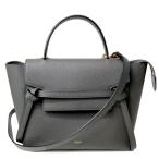 （新品・未使用品）セリーヌ CELINE ベルトバッグ マイクロ 2WAY ショルダー ハンドバッグ 斜め掛け グレインカーフレザー グレー ゴールド金具 189153ZVA