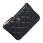 ショッピングシャネル （新品・未使用品）シャネル CHANEL マトラッセ ミニ ポーチ コインケース 小銭入れ 財布 ラムスキン レザー ブラック 黒 ゴールド金具 A69523 箱付