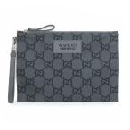 (新品・未使用品)グッチ GUCCI GG ポーチ クラッチ バッグ ポーチ リサイクルポリエステル ダークグレー シルバー金具 770662 箱付