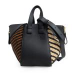 (未使用 展示品)ロエベ LOEWE ハンモック バッグ コンパクト 2WAY ショルダー ハンドバッグ カーフスキン レザー ラフィア ブラック ナチュラル A538H13X34