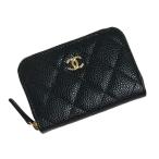(新品・未使用品)シャネル CHANEL マトラッセ クラシック ジップ コインパース コインケース 財布 キャビアスキン レザー ブラック 黒 ゴールド金具 AP0216