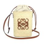 (新品・未使用品)ロエベ LOEWE スクエア ポケット アナグラム かご ショルダーバッグ レザー イラカヤシ ナチュラル タン ベージュ ブラウン 茶 C630G35X05