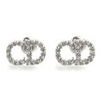 (新品・未使用品)クリスチャンディオール Christian Dior クレール ディー リュヌ CDロゴ ラインストーン ピアス ホワイトクリスタル シルバー E1715CDLCY