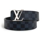 (未使用保管品)ルイ ヴィトン LOUIS VUITTON サンチュール LV イニシャル 40mm リバーシブル #85 ベルト ダミエコバルト ネイビー 紺 シルバー金具 M0087