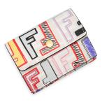 (未使用 展示品)フェンディ FENDI FFロゴ プリント マイクロ コンパクト 三つ折り財布 PVC レザー ホワイト マルチカラー ゴールド金具 8M0395