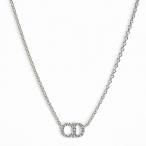(新品・未使用品)クリスチャンディオール Christian Dior クレール ディー リュヌ CDロゴ ラインストーン ネックレス ペンダント シルバー N0717CDLCY 箱付