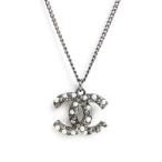 (未使用 展示品)シャネル CHANEL ココマーク パール ネックレス ペンダント ダークシルバー
