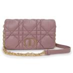 (未使用保管品)クリスチャンディオール Christian Dior キルティング カロ ポーチ チェーン ショルダーバッグ カナージュ カーフスキン ピンク S5135BNGX