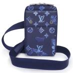 (未使用 展示品)ルイ ヴィトン LOUIS VUITTON 携帯 スマホ フォン ポーチ ショルダーバッグ 斜め掛け レザー ウォーターカラー モノグラム 青 紺 M80466