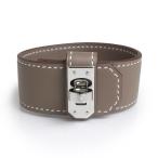 (新品・未使用品)エルメス HERMES ケリー ツイスト PM ブレスレット #T2 ヴォースイフト レザー エトゥープ エトープ グレージュ シルバー金具 B刻印 箱付