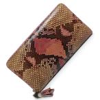 (新品・未使用品)グッチ GUCCI オーガナイザー ラウンドファスナー ジップ 長財布 パイソン エキゾチックレザー ピンク ゴールド金具 232977