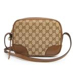(新品・未使用品)グッチ GUCCI ショルダーバッグ 斜め掛け GGキャンバス カーフスキン レザー ブラウン ベージュ 茶 ゴールド金具 449413