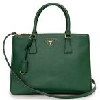 (未使用 展示品)プラダ PRADA ガレリア ラージ トライアングル 三角ロゴプレート 2Way ショルダー 斜め掛け ハンドバッグ サフィアーノ ビリヤード 緑 1BA274