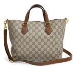 (未使用 展示品)グッチ GUCCI トート 2Way ショルダー ハンドバッグ 斜め掛け GGスプリームキャンバス レザー ベージュ ブラウン 茶 ゴールド金具 473887