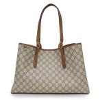 (未使用 展示品)グッチ GUCCI GGエンブレム ラージ トートバッグ GGスプリームキャンバス レザー ベージュ ブラウン 茶 ライトゴールド金具 815213