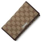 (新品・未使用品)グッチ GUCCI メタルバー 二つ折り長財布 GGキャンバス レザー ベージュ ダークブラウン 茶 シルバー金具 244946 箱付
