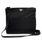 (美品)プラダ PRADA トライアングル 三角プレート ショルダーバッグ 斜め掛け TESSUTO ナイロン SAFFIANO レザー NERO ネロ ブラック 黒 シルバー金具 VA0220