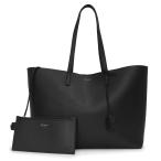 (未使用 展示品)イヴ サンローラン YVES SAINT LAURENT ショッピングバッグ トートバッグ カーフスキン レザー ブラック 黒 ゴールド金具 600281