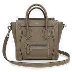 (未使用 展示品)セリーヌ CELINE ラゲージ ナノ ショッパー 2WAY ショルダー ハンドバッグ 斜め掛け ドラムドカーフ レザー スリ グレージュ 189243DRU