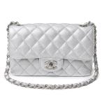 (未使用 展示品)シャネル CHANEL ココマーク マトラッセ 20 ミニ フラップ チェーン ショルダーバッグ 斜め掛け ラムスキン レザー シルバー A69900