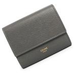 (新品・未使用品)セリーヌ CELINE トリフォールド ウォレット コンパクト 三つ折り財布 グレインドカーフスキン レザー グレー ゴールド金具 10B573BEL
