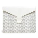 (未使用 展示品)ゴヤール GOYARD カモンド 2 スリーブケース ポーチ クラッチバッグ ゴヤールディンキャンバス レザー ホワイト 8EX020192