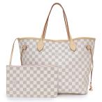 （未使用　展示品）ルイ ヴィトン LOUIS VUITTON ネヴァーフルMM ポーチ付き トートバッグ ダミエアズール ヌメ革 レザー ローズ バレリーヌピンク N40604 箱付