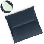 ショッピングHERMES （新品・未使用品）エルメス HERMES バスティア GM ヴェルソ コインケース 小銭入れ 財布 エプソン レザー ネイビー ライトグリーン シルバー金具 W刻印 箱付