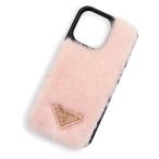 ショッピングプラダ （新品・未使用品）プラダ PRADA シアリング トライアングルロゴ iPhone 13 Pro 携帯 スマホ スマートフォンケース シープファー ピンク 1ZH149 箱付