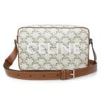 （未使用　展示品）セリーヌ CELINE ミディアム メッセンジャー ショルダーバッグ トリオンフキャンバス カーフスキン レザー アイボリー ブラウン 194502BZK