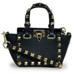 ショッピングスタッズ （未使用　展示品）ヴァレンティノ VALENTINO ロックスタッズ ミニトート 2WAY ショルダー ハンドバッグ カーフスキン レザー ブラック ゴールド金具 2W2P0Y28