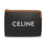 ( не использовался выставленный товар ) Celine CELINE Trio mf маленький сумка клатч покрытие парусина кожа язык Brown Gold металлические принадлежности 10D672BZQ