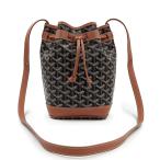 ショッピングゴヤール （未使用　展示品）ゴヤール GOYARD プティ フロ バケット ドローストリング ショルダーバッグ 斜め掛け キャンバス レザー ブラック ブラウン PEFLOTPMLTY