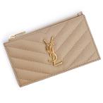 ショッピングモノグラム （未使用　展示品）サンローランパリ SAINT LAURENT PARIS モノグラム フラグメント コイン カード パスケース 小銭入れ 財布 カーフレザー ベージュ 607915