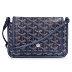 ショッピングゴヤール （未使用　展示品）ゴヤール GOYARD ヘリンボーン プリュメ ポーチウォレット ショルダーバッグ PVC カーフレザー ネイビー シルバー金具 PLUMETPMLTY12CL12P