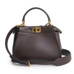 （未使用　展示品）FENDI フェンディ 8BN244 ピーカブー ミニ ハンドバッグ カーフスキン レザー スウェード ダークブラウン ゴールド金具