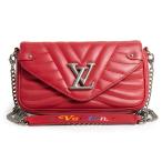 （美品）LOUIS VUITTON ルイ ヴィトン M63956 ニューウェーブ ポシェット スムースカーフレザー レッド チェーンウォレット 財布 アンティークシルバー金具