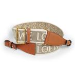 ショッピングロエベ （未使用　展示品）LOEWE ロエベ C886T90X01 アナグラム ループストラップ ジャガード カーフスキン ベージュ ブラウン ショルダーストラップ レザー ゴールド