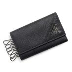 ショッピングプラダ （未使用　展示品）PRADA プラダ 2PG222 サフィアーノ メタル SAFFIANO METAL カーフレザー ブラック 6連 キーケース ガンメタル金具 箱付