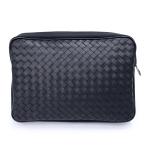 （未使用　展示品）BOTTEGA VENETA ボッテガ ヴェネタ 431492 イントレチャート クラッチバッグ レザー ブラック セカンドバッグ アンティークシルバー金具