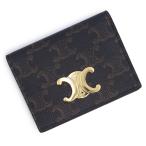 （新品・未使用品）CELINE セリーヌ 10P352CQH バイフォールド トリオンフ キャンバス カーフ ブラウン ブラック カード パスケース 名刺 定期入れ レザー 箱付